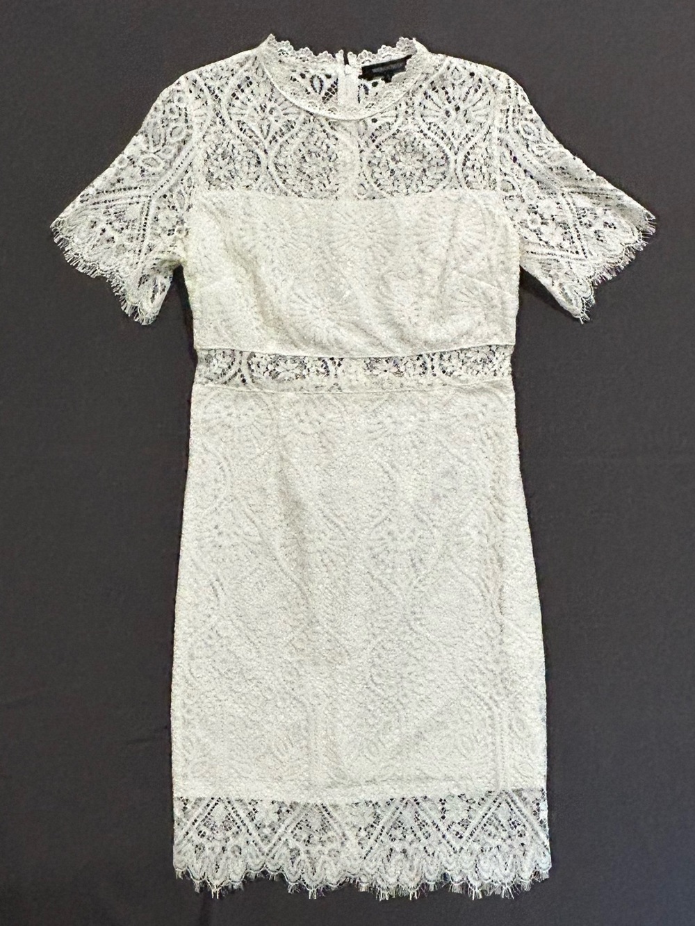 Merokeety White Lace Midi Dress with Scalloped Details